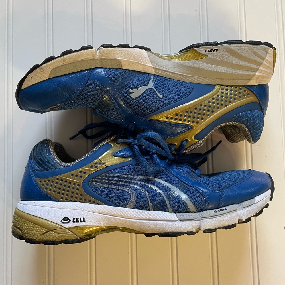 PUMA Complete Tends IV M2D  Blue/Gold/Grey Running Shoes!  RARE!   MEN’S  8